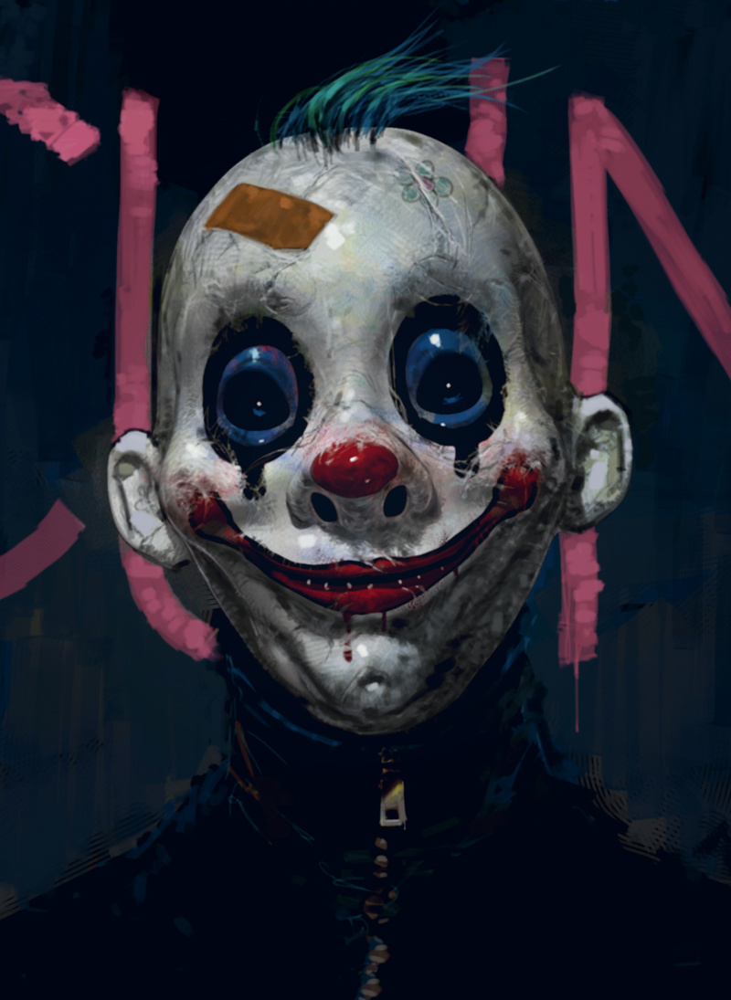 Illustration for article titled Never-seen Dark Knight concept art reveals the terrifying origins of the Joker's Clown Gang
